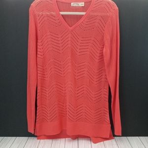 Faded Glory Coral Knit Chevron Sweater